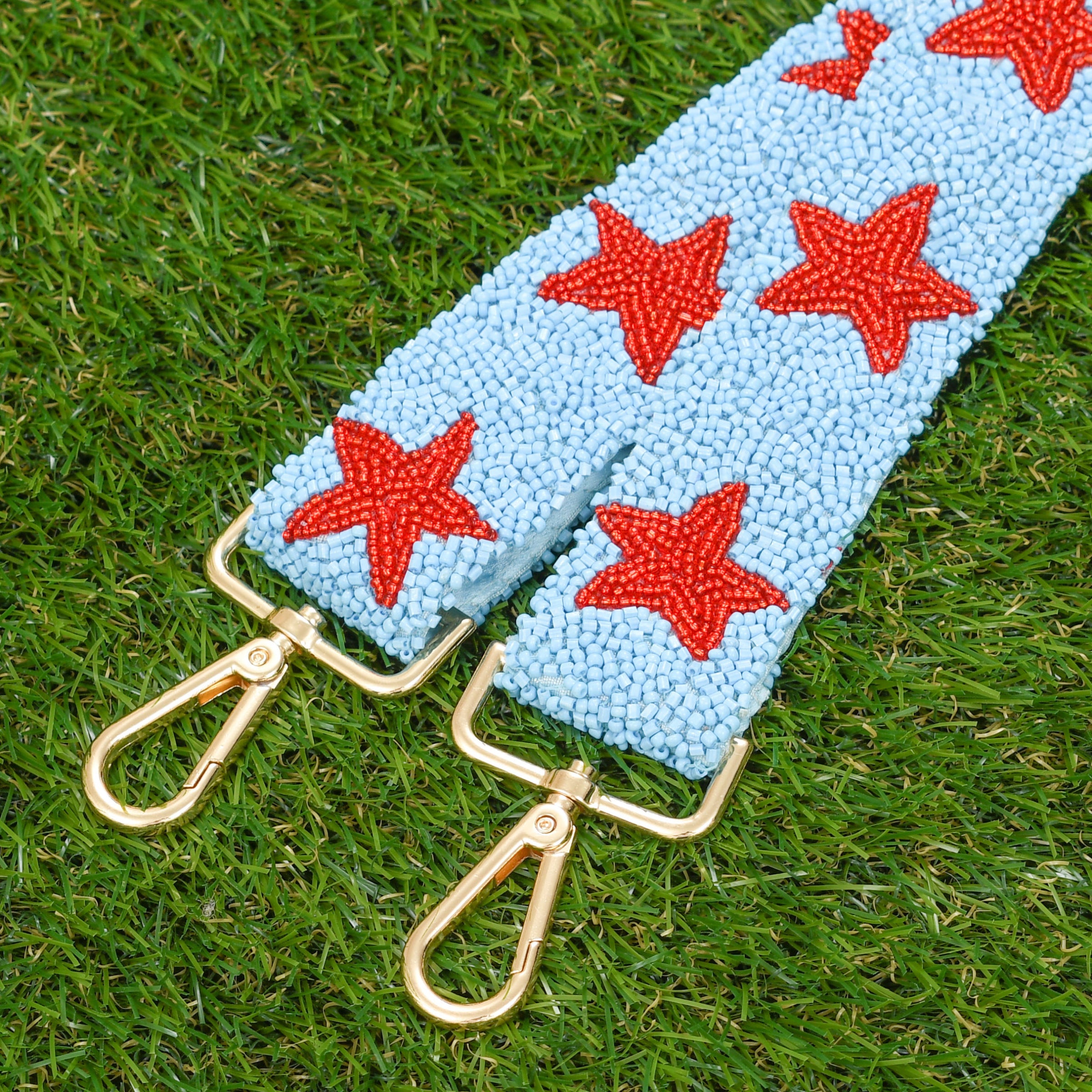 Beaded Purse Strap - Blue and white with Stars – mgsstyleboutique