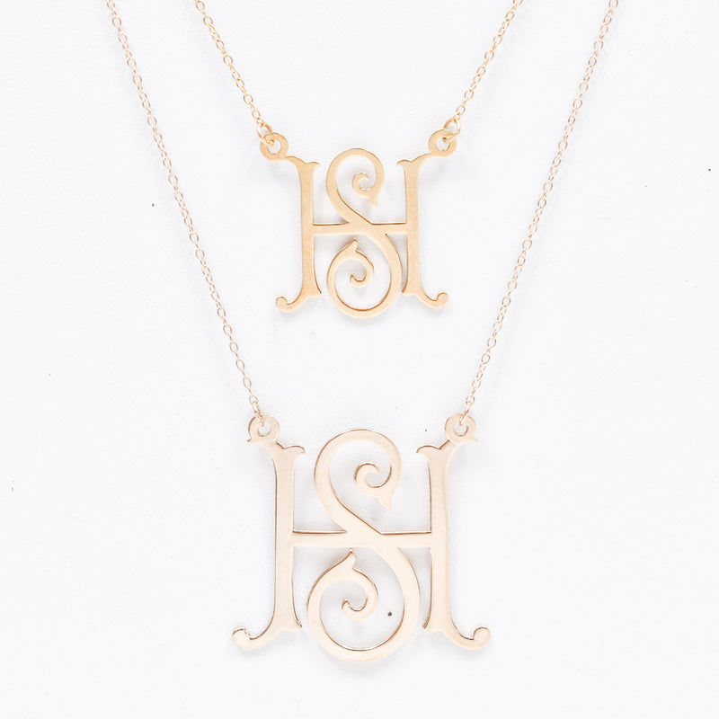 Personalized Necklace Gold Name Pendant 2 Tone Diamond Accent 3D Doubl -  Soul Jewelry