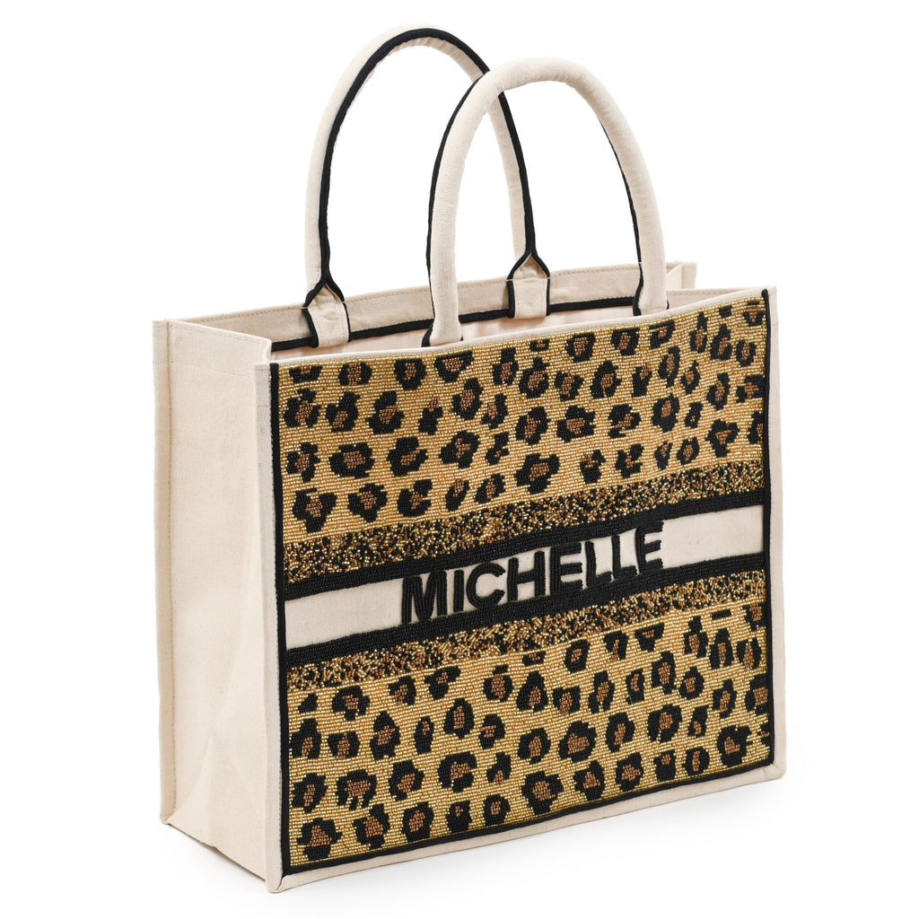 Petite Market Bag in Cheetah Print with Monogram