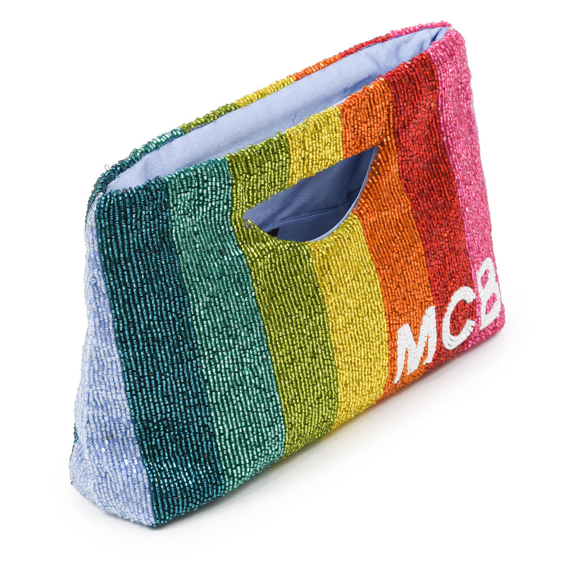 Cate Clutch - Metallic Rainbow Stripe