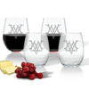 Monogram Chic Stemless Wine Glasses Set of 4
