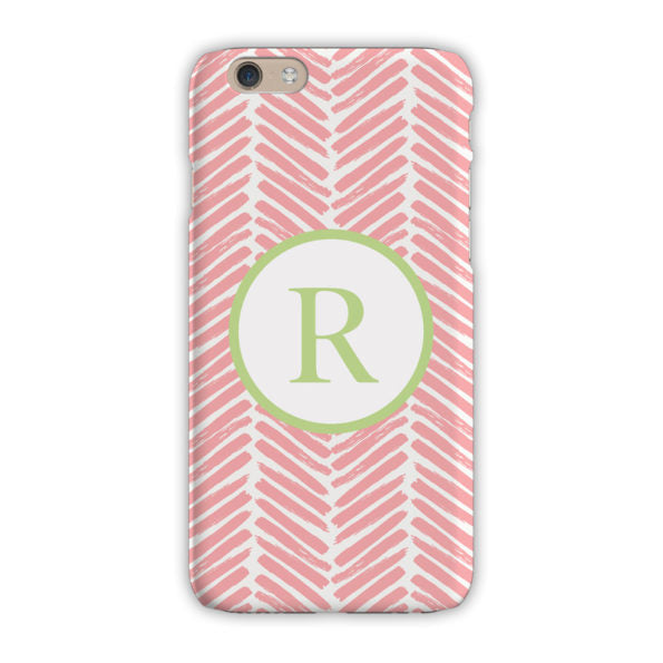 Monogram iPhone Case - Bold Stripe Pink & Navy - Boatman Geller