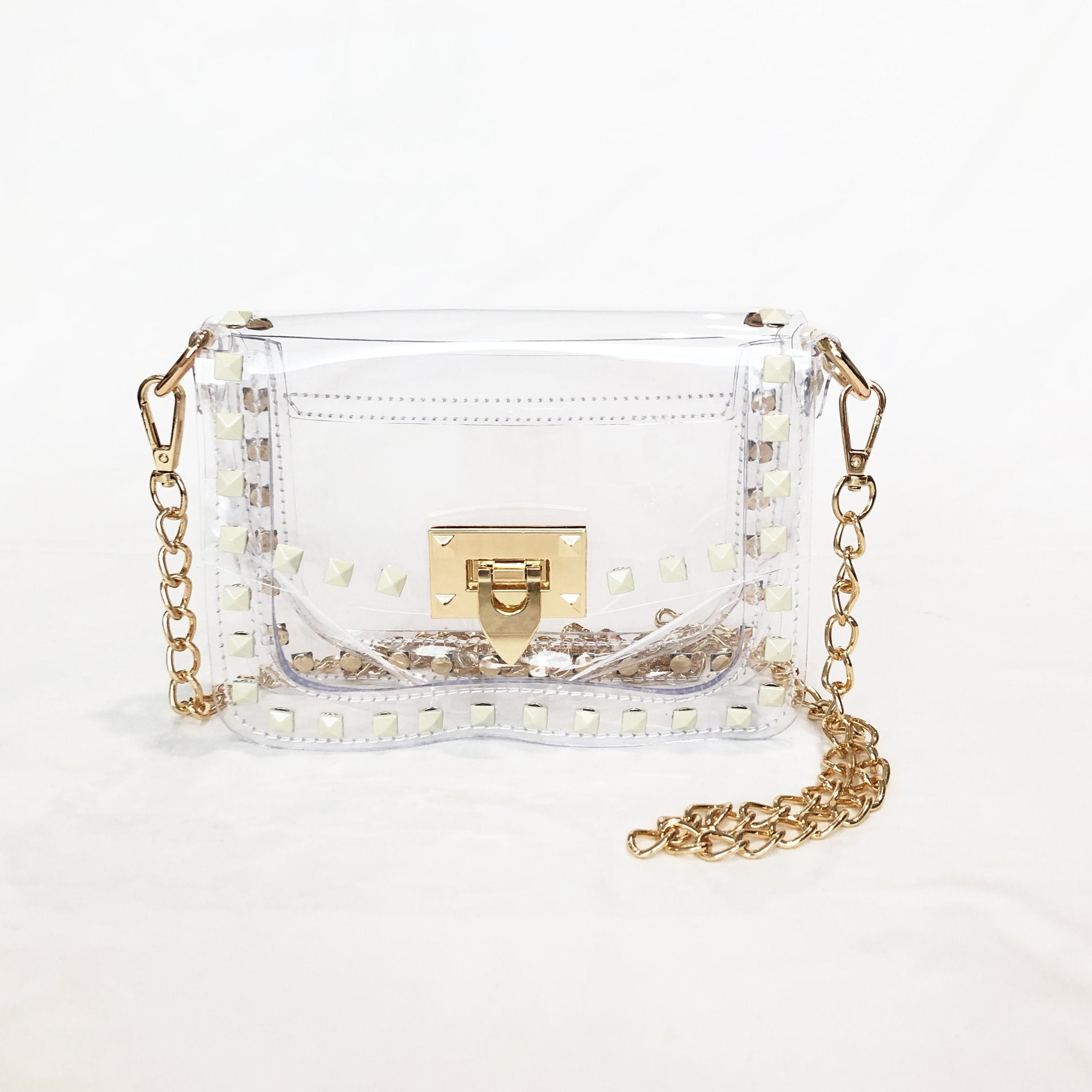 White, Gold, and Navy Clear Crossbody Purse – Oodazu Party Boutique