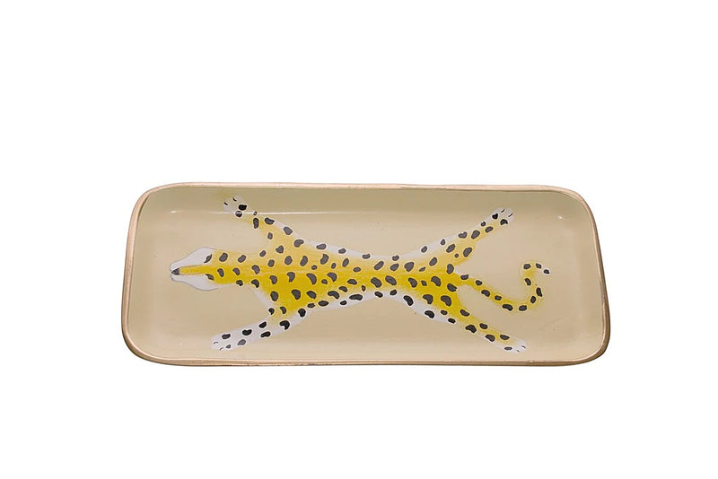 Cremefarbenes Leoparden-Tablett klein – Dana Gibson