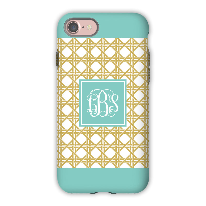 Monogram iPhone Case  - Parker Border Aqua - Boatman Geller