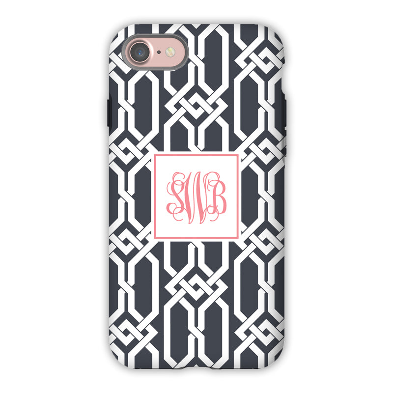 Monogram iPhone Case - Bold Stripe Pink & Navy - Boatman Geller - Classic  Prep Monograms