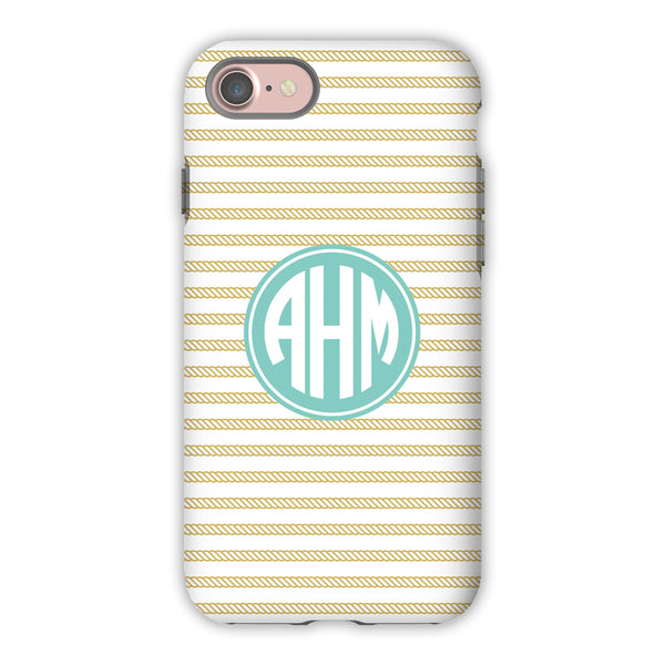 Monogram iPhone Case - Bold Stripe Pink & Navy - Boatman Geller