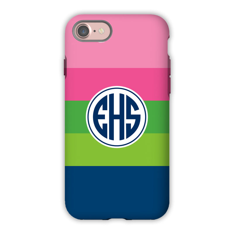 Monogram iPhone Case  - Bold Stripe Pink & Navy - Boatman Geller
