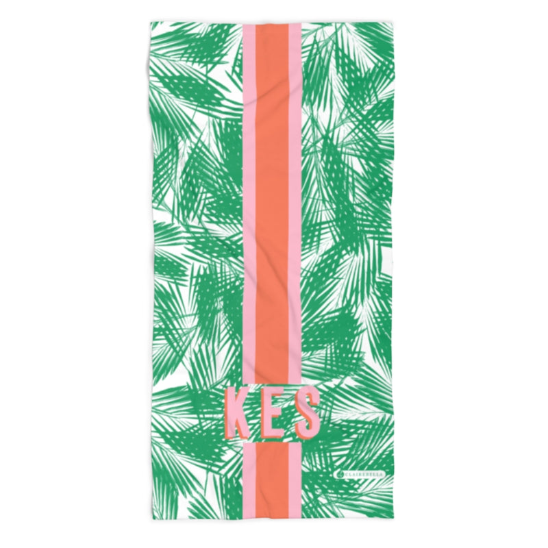 Beach Towel Palm Leaves Green - Clairebella Studio
