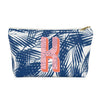 Zippered Pouch - Palm Leaves Navy - Clairebella Studio