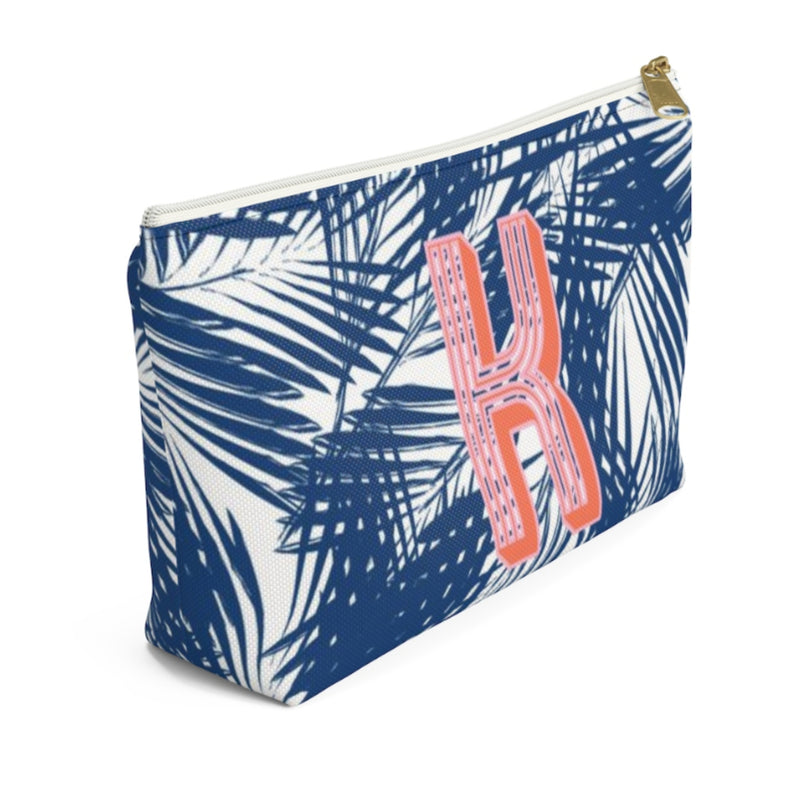 Zippered Pouch - Palm Leaves Navy - Clairebella Studio