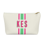 Zippered Pouch - Stripe Green|Pink Clairebella